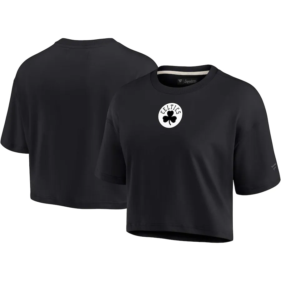 Women's Boston Celtics Fanatics Black Elements Super Soft Boxy Cropped T-Shirt - Ujersey