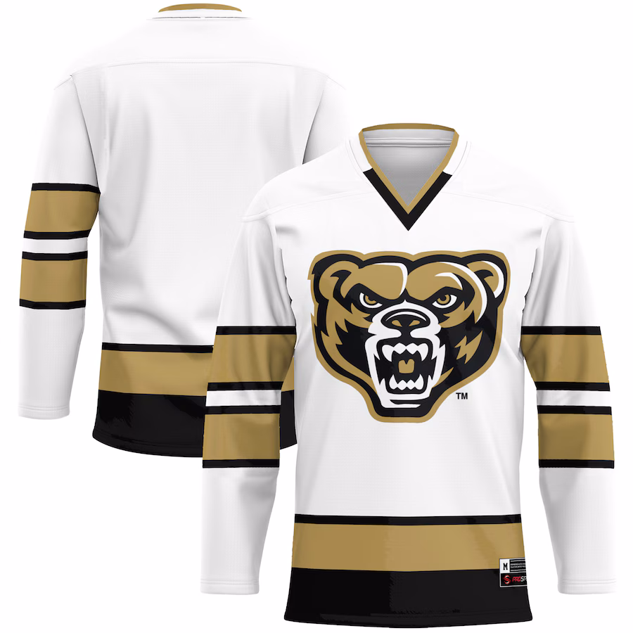 Men's GameDay Greats White Oakland Golden Grizzlies Hockey Jersey - Ujersey
