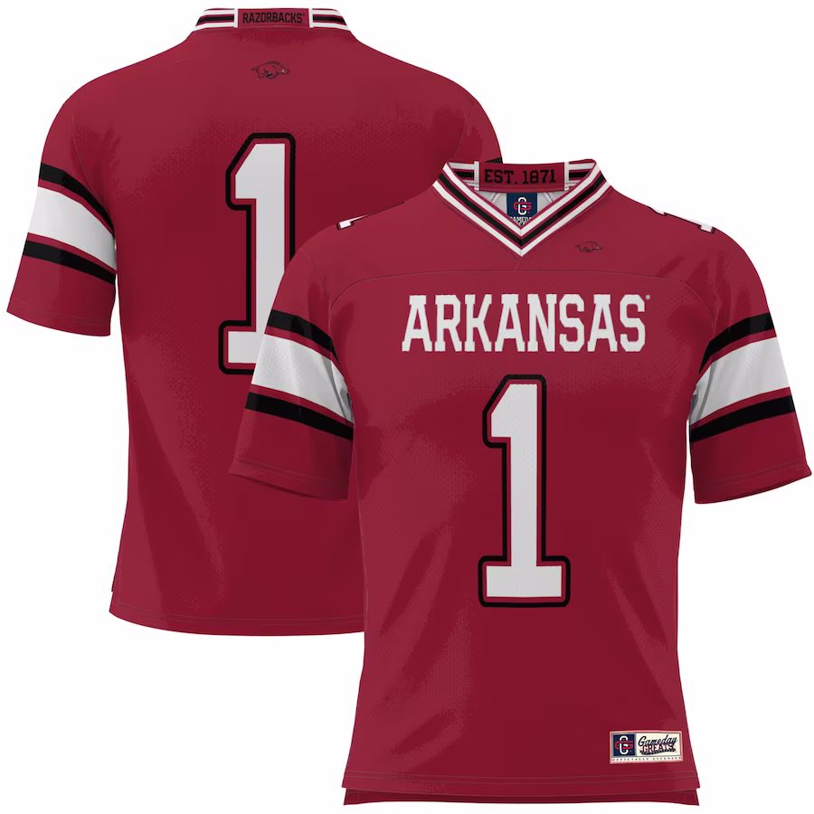 #1 Arkansas Razorbacks GameDay Greats Youth Football Jersey - Cardinal - Ujersey NFL Shop