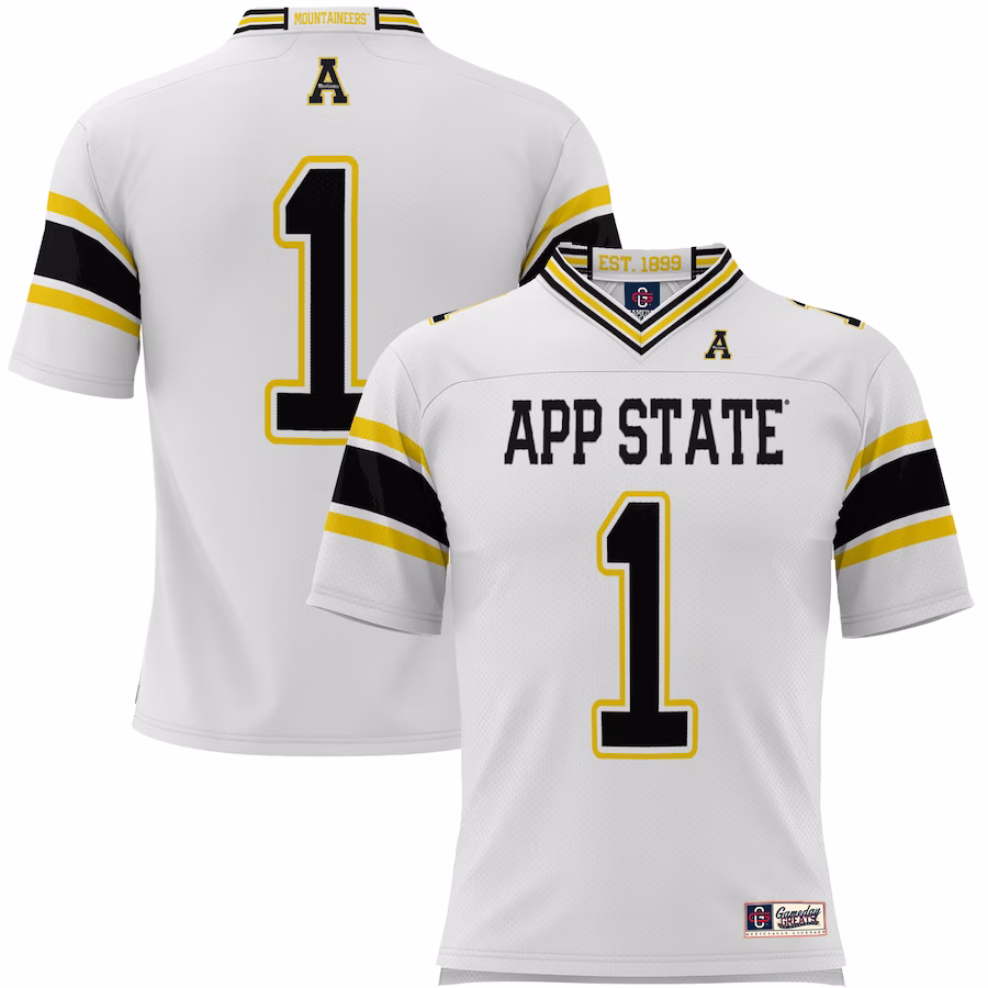 #1 Appalachian State Mountaineers GameDay Greats Endzone Football Jersey - White - Ujersey NFL Shop