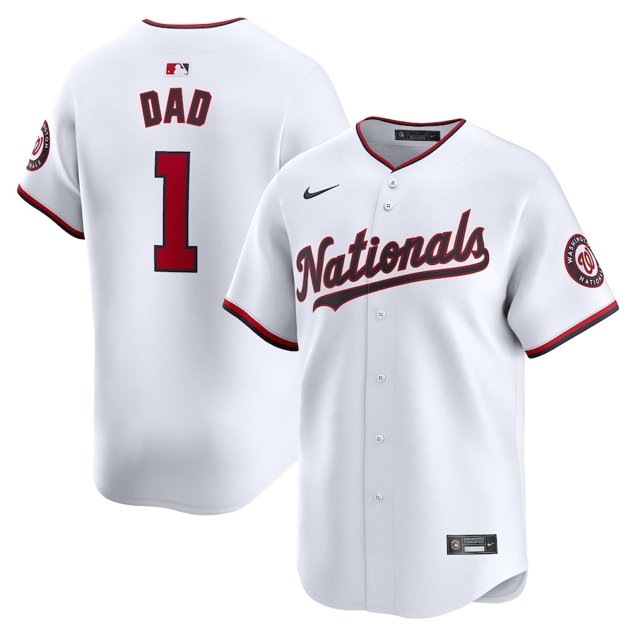Men's Washington Nationals Nike White #1 Dad Home Limited Jersey - Ujersey