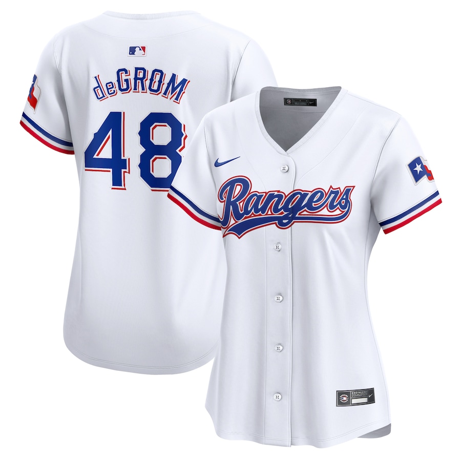 Women's Texas Rangers Jacob deGrom Nike White Home Limited Player Jersey - Ujersey
