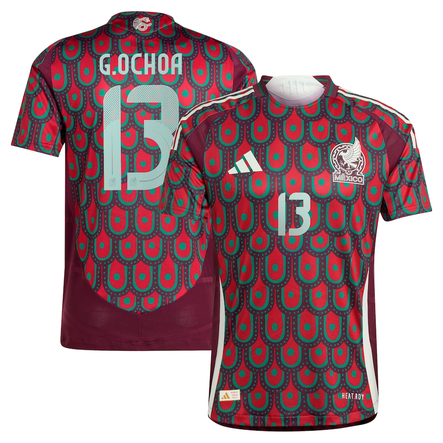 Men's Mexico National Team Guillermo Ochoa adidas Burgundy 2024 Home Authentic Player Jersey - Ujersey
