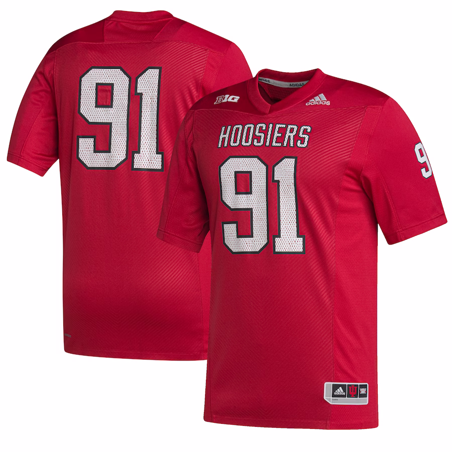 #91 Indiana Hoosiers adidas Premier Strategy Jersey - Crimson - Ujersey NFL Shop