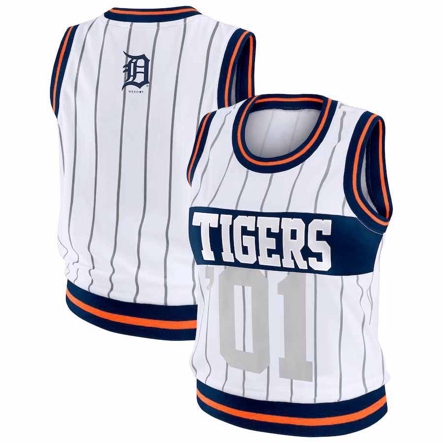 Women's Detroit Tigers WEAR by Erin Andrews White Sporty Tank Top - Ujersey NFL Shop