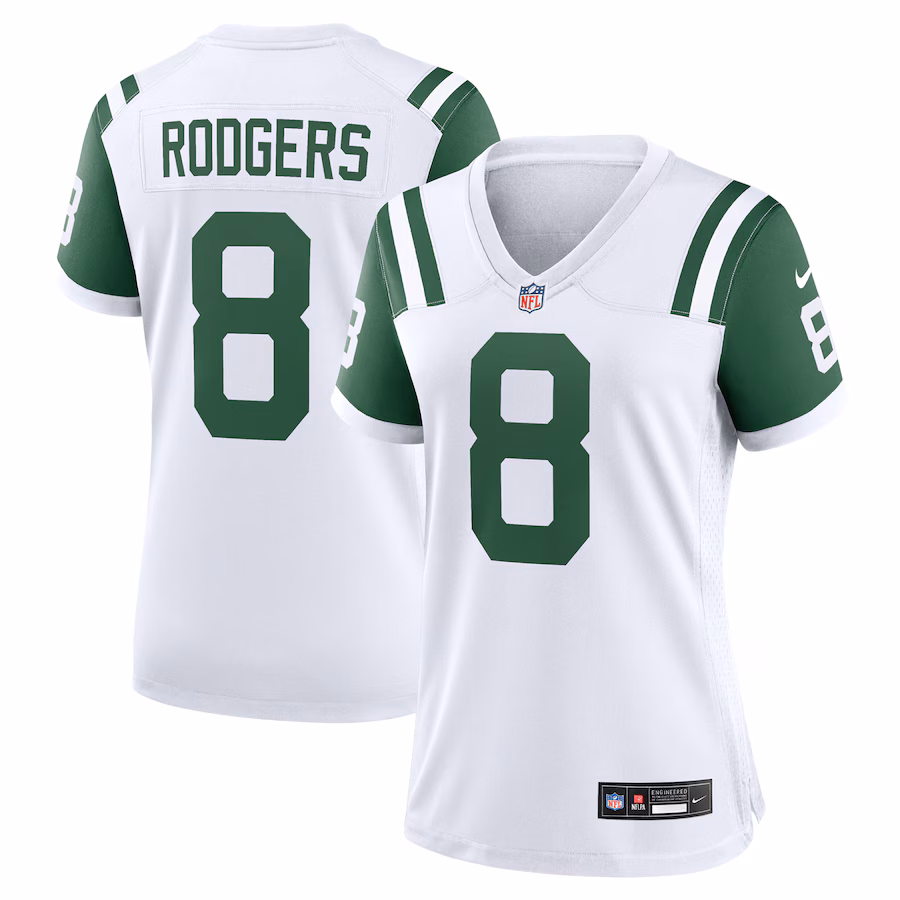 Women's New York Jets Aaron Rodgers Nike White Classic Alternate Game Jersey - Ujersey NFL Shop