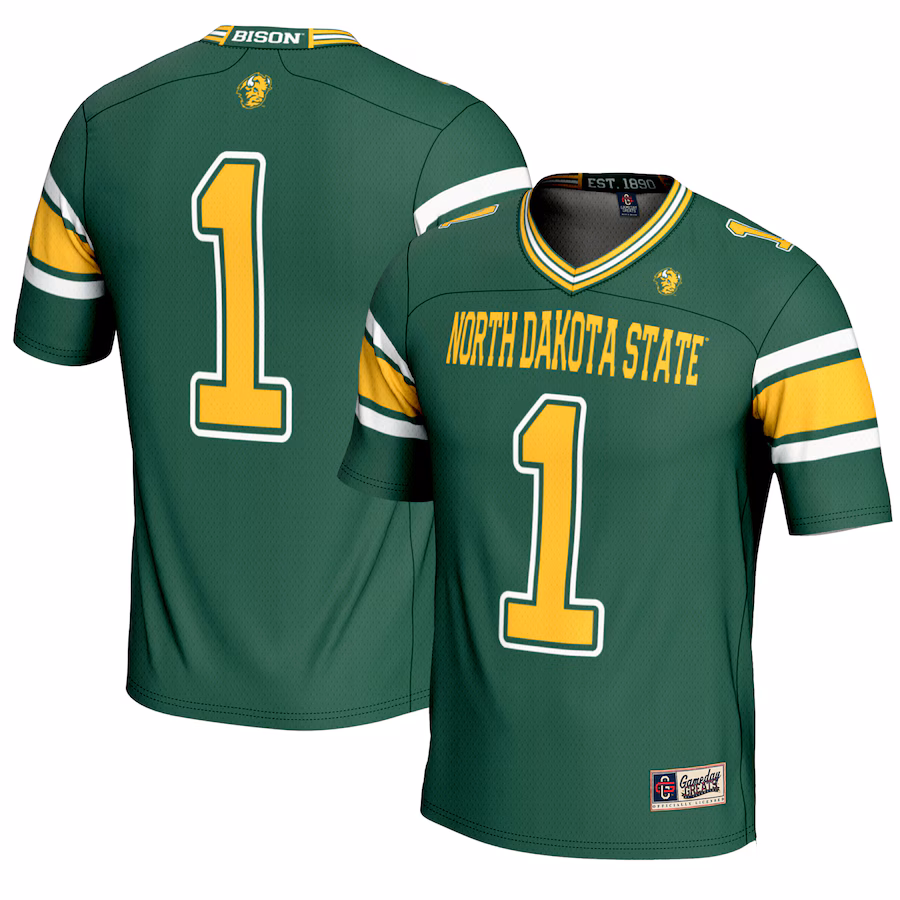 Men's GameDay Greats #1 Green NDSU Bison Endzone Football Jersey - Ujersey