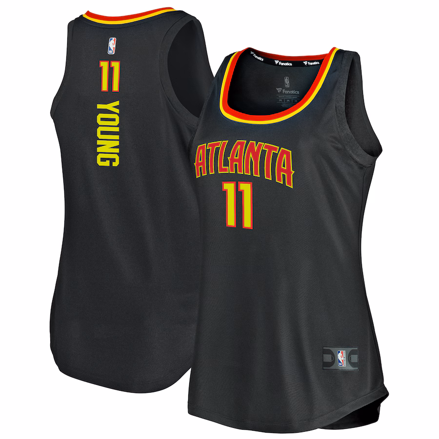 Women's Atlanta Hawks Trae Young Fanatics Black Fast Break Tank Jersey - Icon Edition - Ujersey NFL Shop