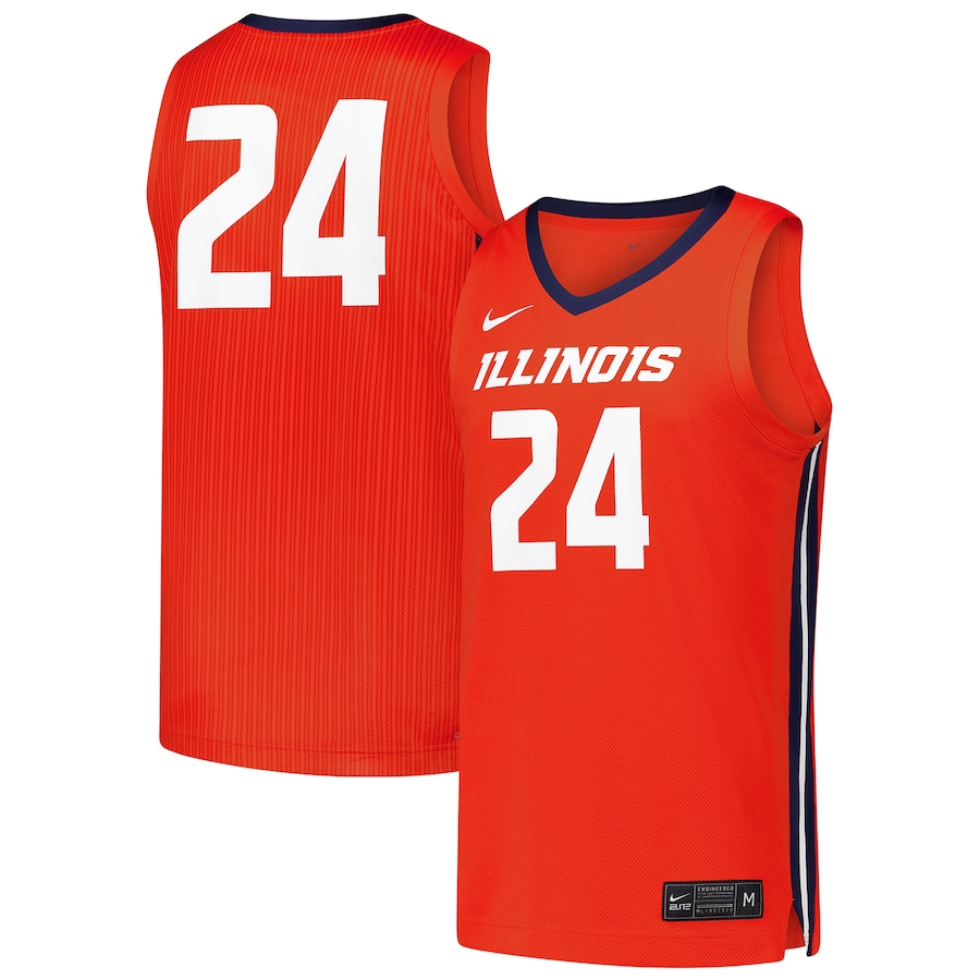 Men's Nike #24 Orange Illinois Fighting Illini  Replica Basketball Jersey - Ujersey NFL Shop