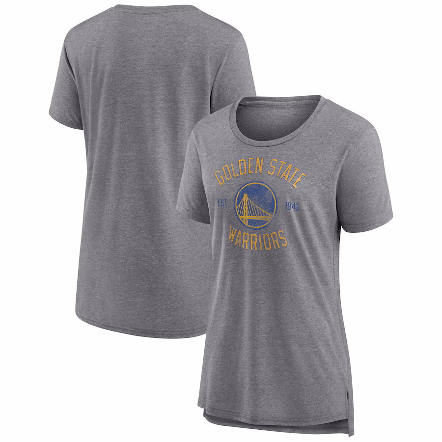 Women's Golden State Warriors Heather Gray Heritage Tri-Blend T-Shirt - Ujersey