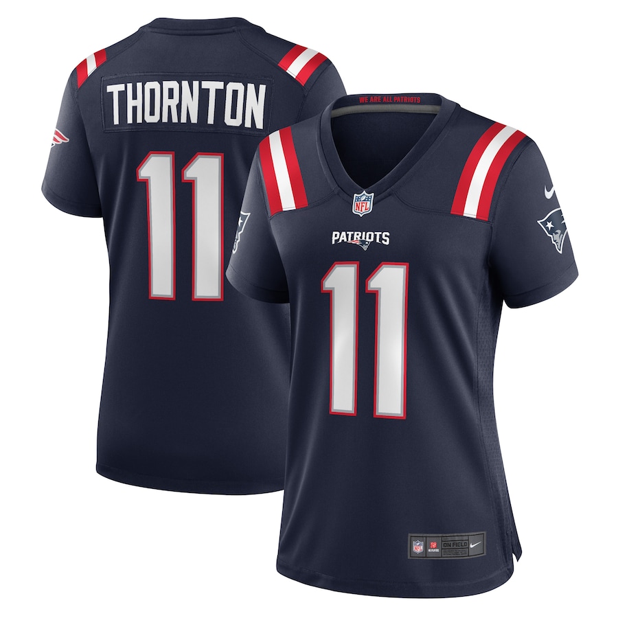 Women's New England Patriots Tyquan Thornton Nike Navy Game Player Jersey - Ujersey NFL Shop