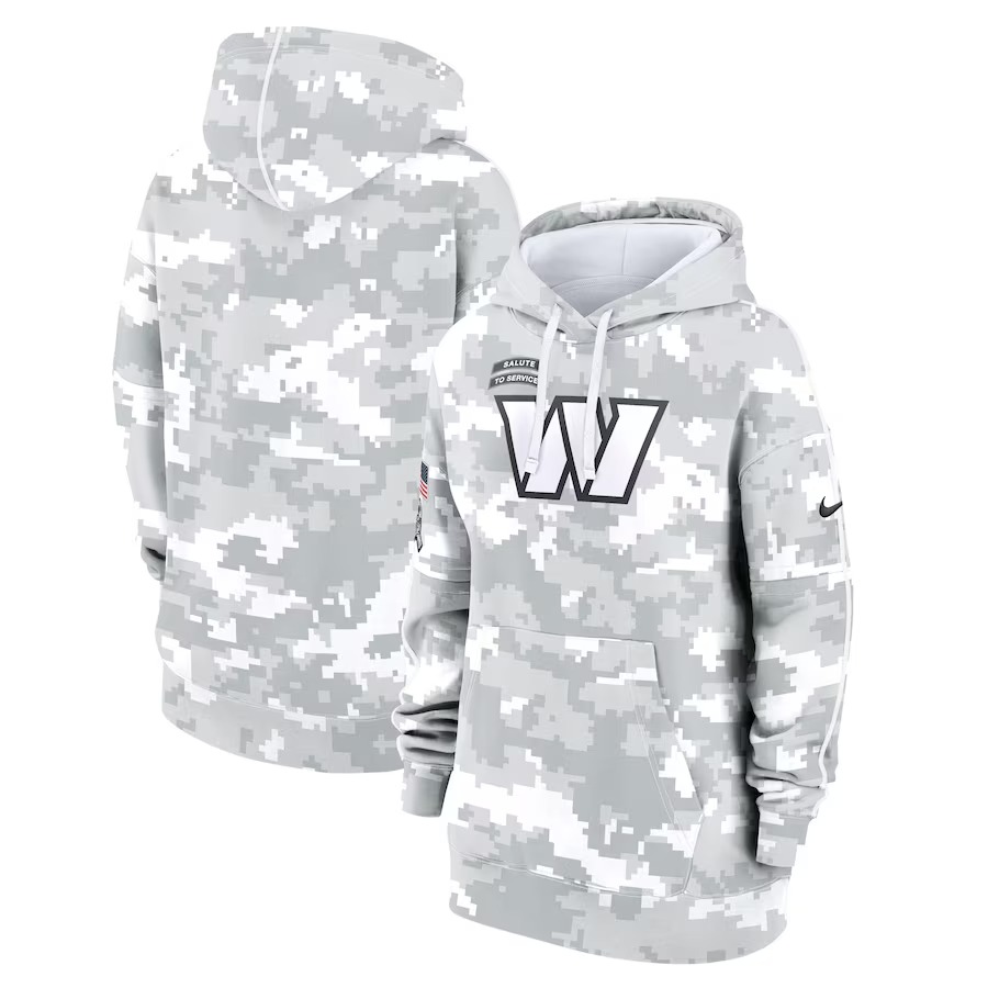 Women's Washington Commanders Nike Arctic Camo 2024 Salute To Service Club Fleece Pullover Hoodie - Ujersey NFL Shop