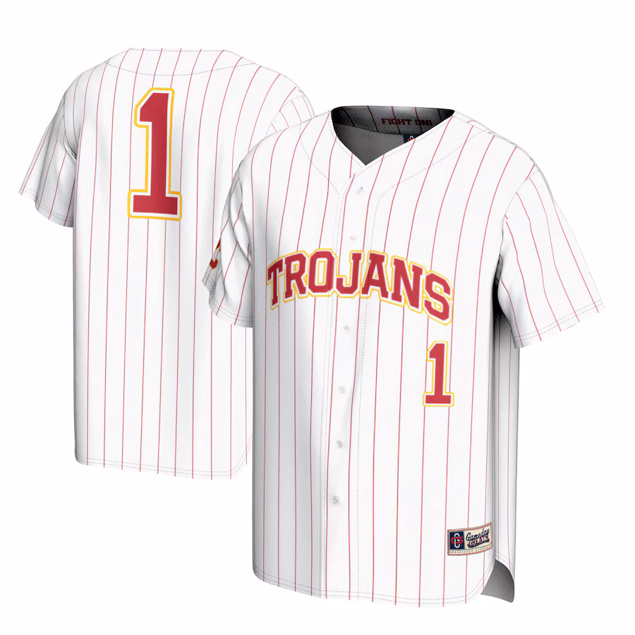 Men's GameDay Greats #1 White USC Trojans Lightweight Baseball Jersey - Ujersey NFL Shop
