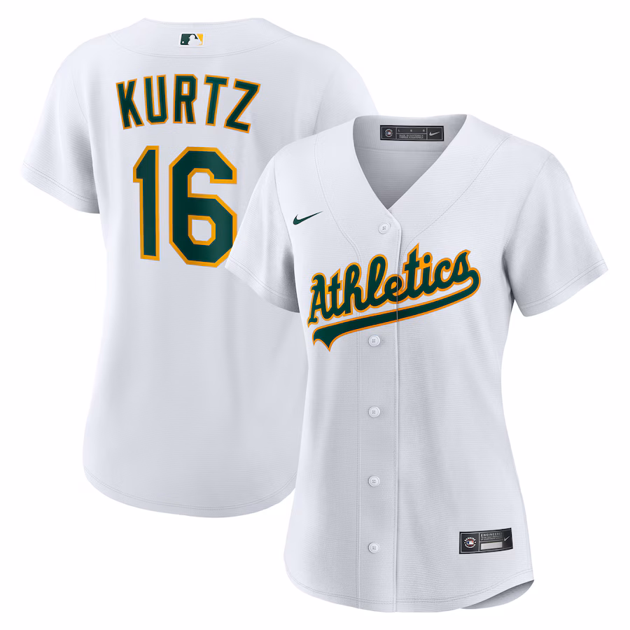 Women's Athletics Nick Kurtz Nike White Home Replica Player Jersey - Ujersey