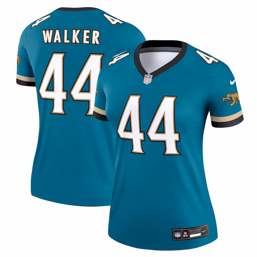 Women's Jacksonville Jaguars Travon Walker Nike Prowler Throwback Teal Alternate Legend Player Performance Top - Ujersey NFL Shop