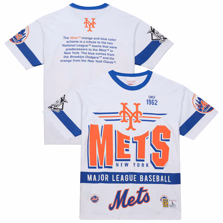 Men's New York Mets Mitchell & Ness White Cooperstown Collection Team Origins Premium T-Shirt - Ujersey NFL Shop