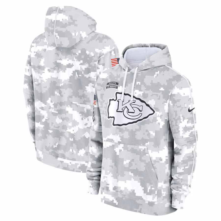 Men's Kansas City Chiefs Nike Arctic Camo 2024 Salute to Service Club Fleece Pullover Hoodie - Ujersey NFL Shop