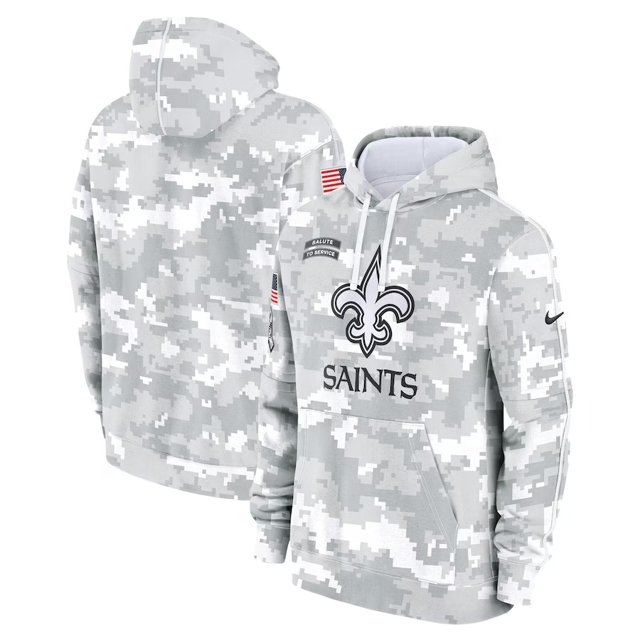 Men's New Orleans Saints Nike Arctic Camo 2024 Salute to Service Club Fleece Pullover Hoodie - Ujersey NFL Shop