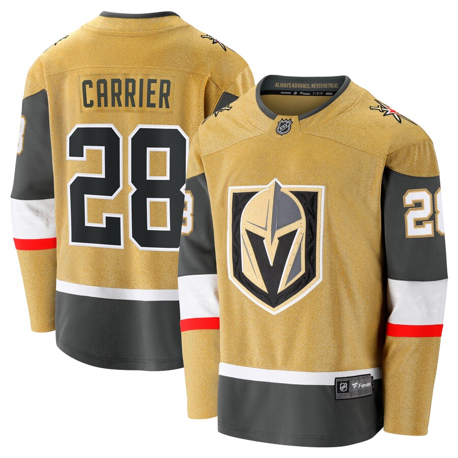 Men's Vegas Golden Knights William Carrier Fanatics Branded Gold Home Breakaway Jersey - Ujersey NFL Shop