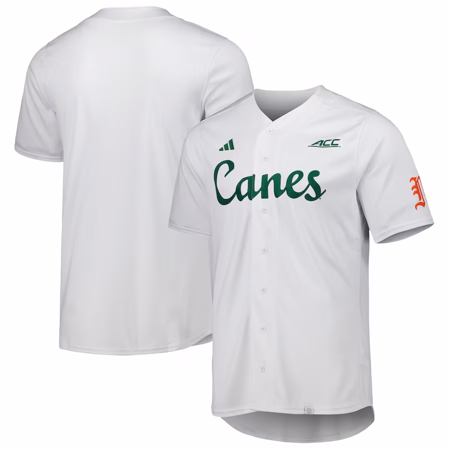 Miami Hurricanes adidas Team Baseball Jersey - White - Ujersey NFL Shop
