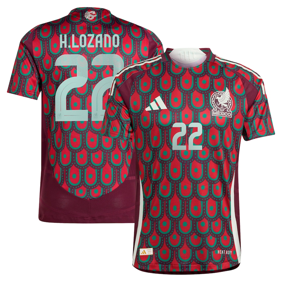 Men's Mexico National Team Hirving Lozano adidas Burgundy 2024 Home Authentic Player Jersey - Ujersey