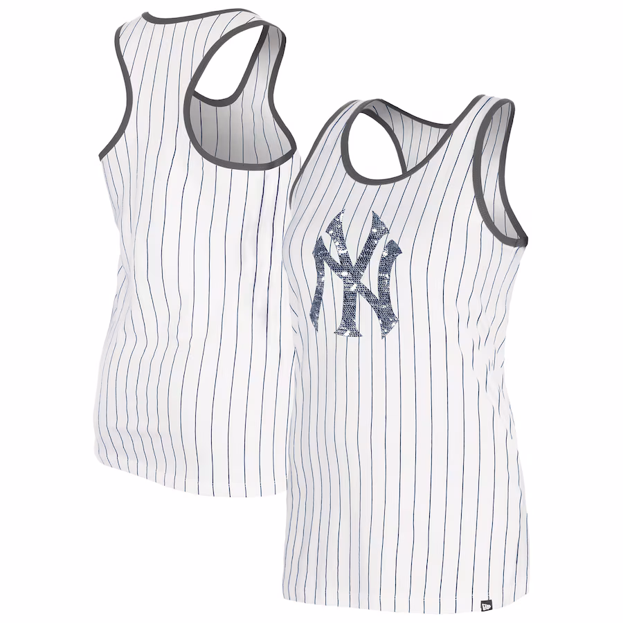 Women's New York Yankees New Era White Gameday Pinstripe Tank Top - Ujersey