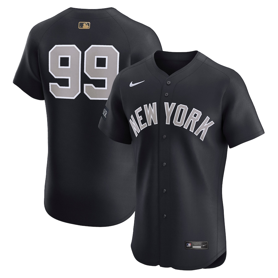 Men's New York Yankees Aaron Judge Nike Navy Alternate Sponsor Patch MLB Awards Gold Batterman Elite Jersey - Ujersey