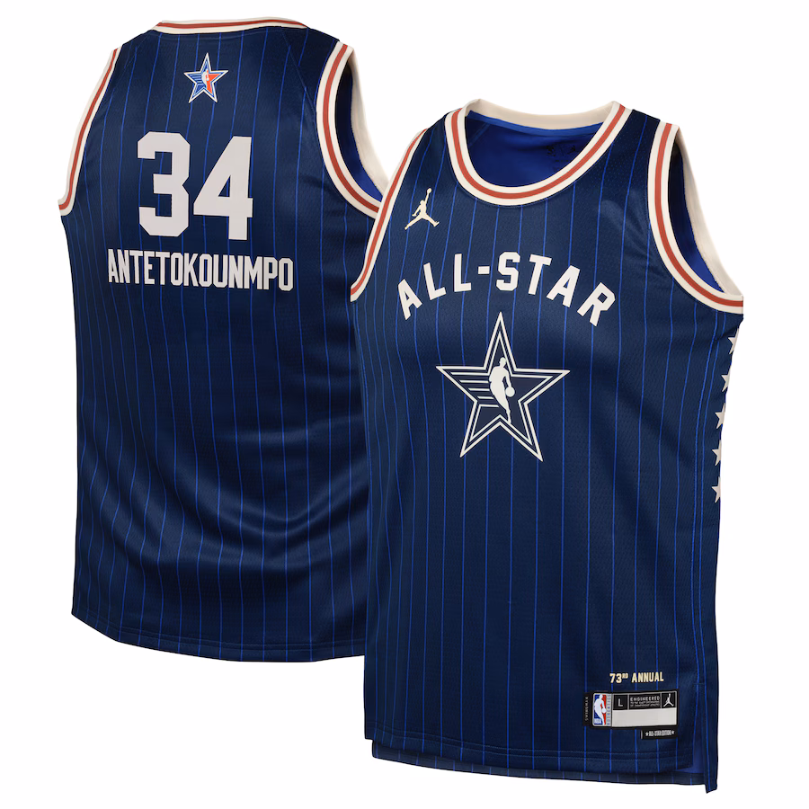 Youth Giannis Antetokounmpo Jordan Brand Navy 2024 NBA All-Star Game Swingman Jersey - Ujersey NFL Shop