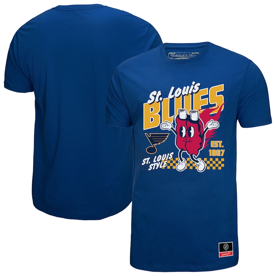 Men's St. Louis Blues Mitchell & Ness Blue Local Food T-Shirt - Ujersey NFL Shop
