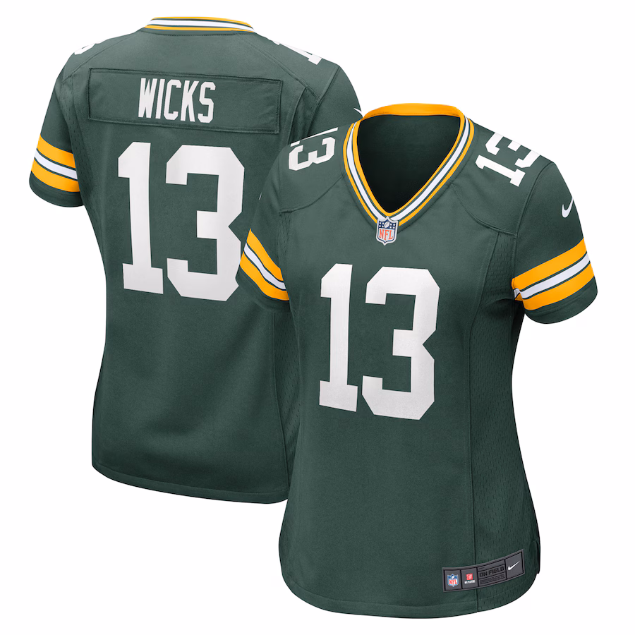 Women's Green Bay Packers Dontayvion Wicks Nike  Green  Game Jersey - Ujersey NFL Shop