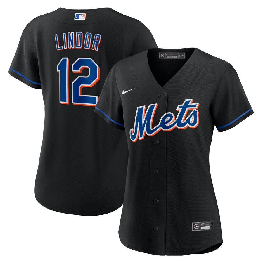 Women's New York Mets Francisco Lindor Nike Black 2022 Alternate Replica Player Jersey - Ujersey NFL Shop