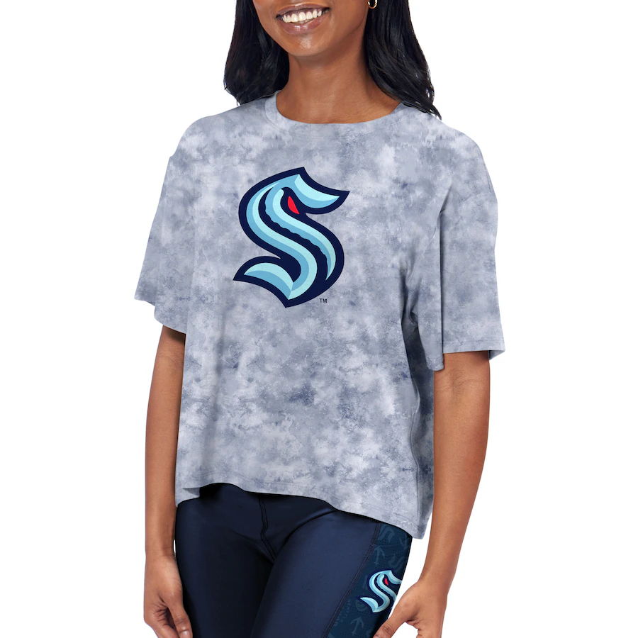 Women's Seattle Kraken Blue Cropped T-Shirt - Ujersey NFL Shop