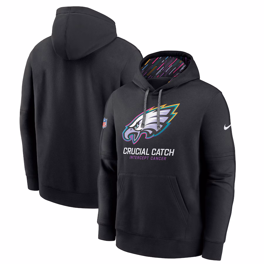 Men's Philadelphia Eagles Nike Black 2024 NFL Crucial Catch Big & Tall Club Pullover Hoodie - Ujersey NFL Shop