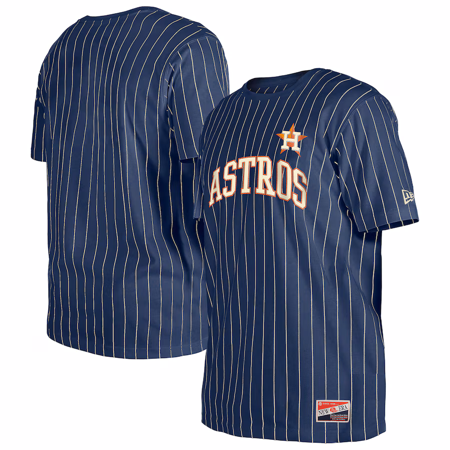 Men's Houston Astros New Era Navy Throwback Pinstripe T-Shirt - Ujersey NFL Shop