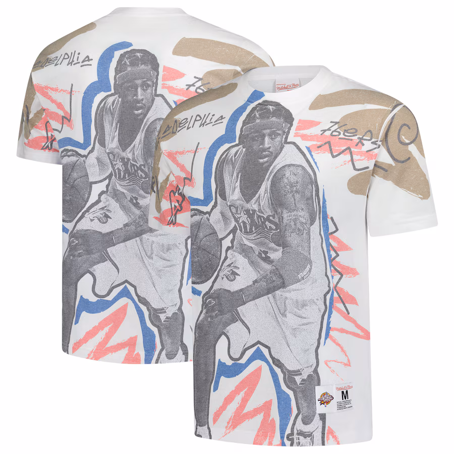 Men's 2000 NBA All-Star Game Allen Iverson Mitchell & Ness White Showstopper T-Shirt - Ujersey