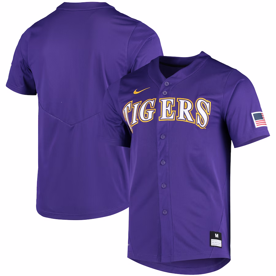 LSU Tigers Nike Vapor Untouchable Elite Replica Full-Button Baseball Jersey - Purple - Ujersey NFL Shop