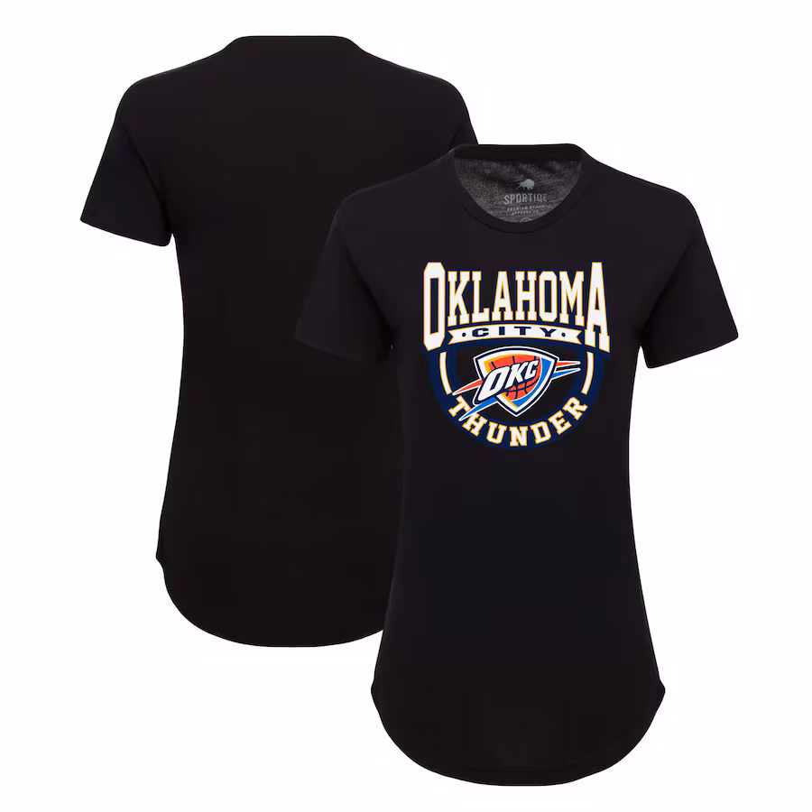 Women's Oklahoma City Thunder Sportiqe Black Phoebe Super Soft Tri-Blend T-Shirt - Ujersey NFL Shop