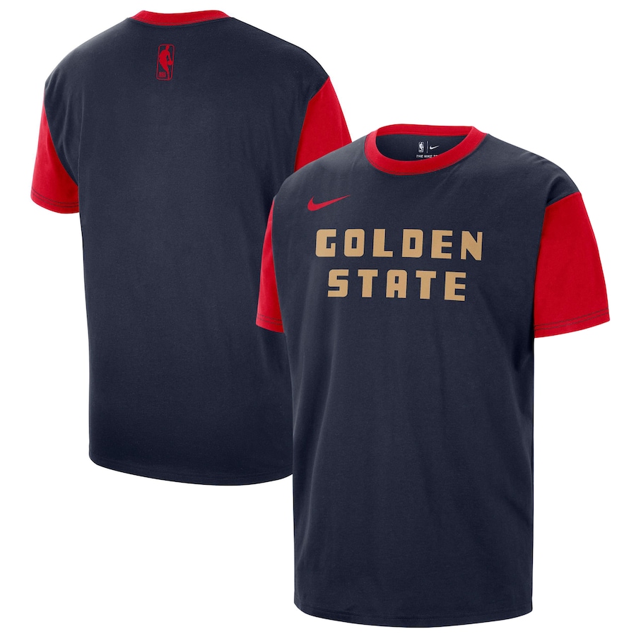 Men's Golden State Warriors Nike Navy 2024/25 City Edition Courtside Color Block T-Shirt - Ujersey