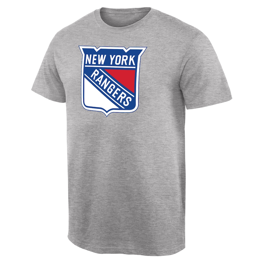 Men's New York Rangers Ash Team Primary Logo T-Shirt - Ujersey NFL Shop