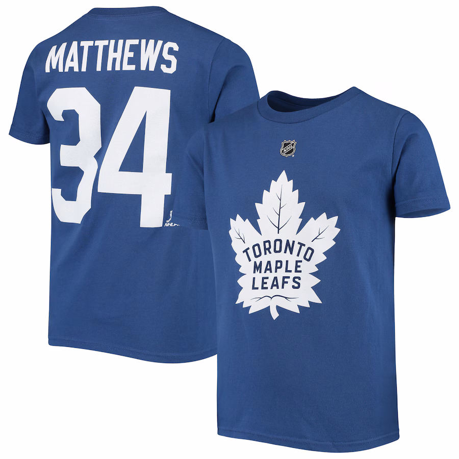 Youth Toronto Maple Leafs Auston Matthews Blue Player Name & Number T-Shirt - Ujersey NFL Shop