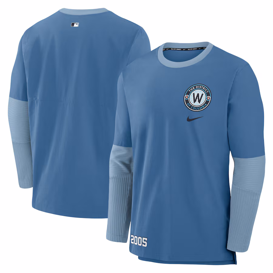 Men's Washington Nationals Nike Blue 2025 City Connect Authentic Collection Performance Player Sweatshirt - Ujersey