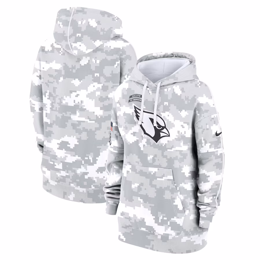 Women's Arizona Cardinals Nike Arctic Camo 2024 Salute To Service Club Fleece Pullover Hoodie - Ujersey