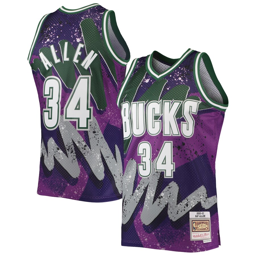 Men's Milwaukee Bucks Ray Allen Mitchell & Ness Purple Hardwood Classics 2000/01 Hyper Hoops Swingman Jersey - Ujersey NFL Shop