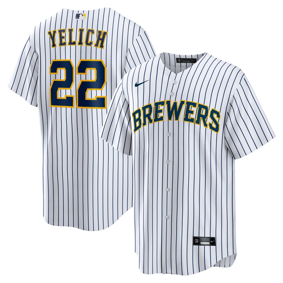 Men's Milwaukee Brewers Christian Yelich Nike White Alternate Replica Player Jersey - Ujersey NFL Shop