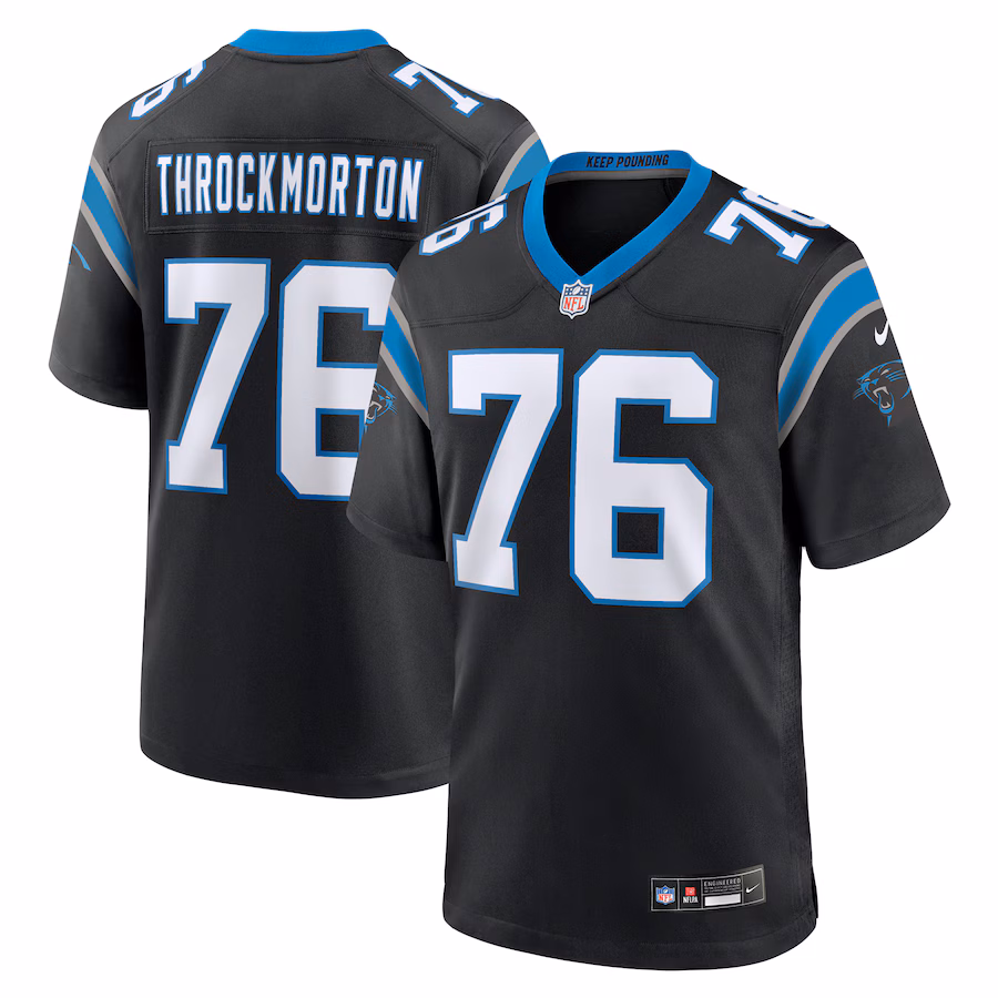 Men's Carolina Panthers Calvin Throckmorton Nike  Black Team Game Jersey - Ujersey NFL Shop