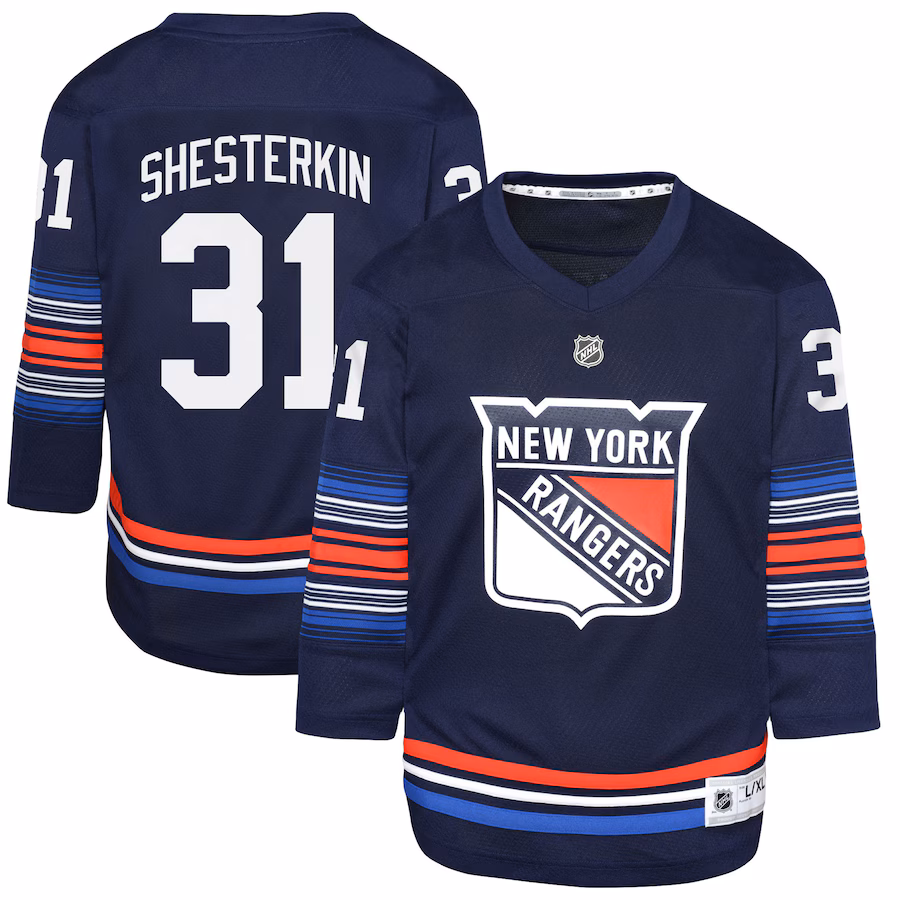 Youth New York Rangers Igor Shesterkin Navy Alternate Replica Player Jersey - Ujersey NFL Shop