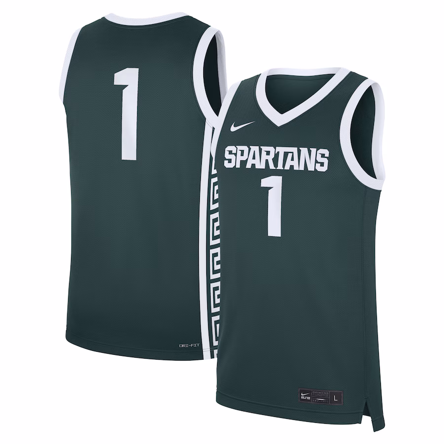 Men's Nike #1 Green Michigan State Spartans Road Replica Jersey - Ujersey NFL Shop