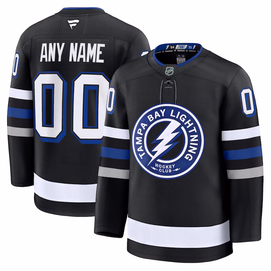Men's Tampa Bay Lightning Fanatics Black Alternate Premium Custom Jersey - Ujersey NFL Shop