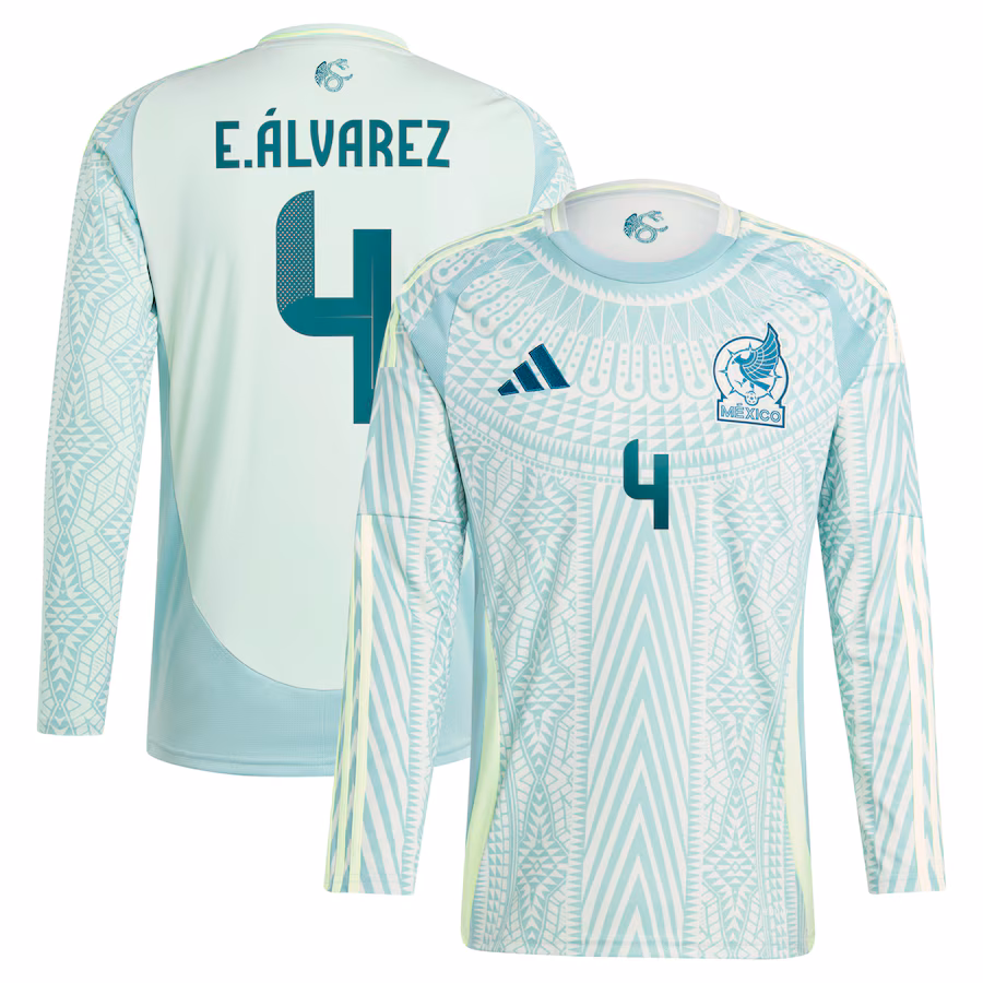 Men's Mexico National Team Edson Alvarez adidas Green 2024 Away Replica Player Long Sleeve Jersey - Ujersey