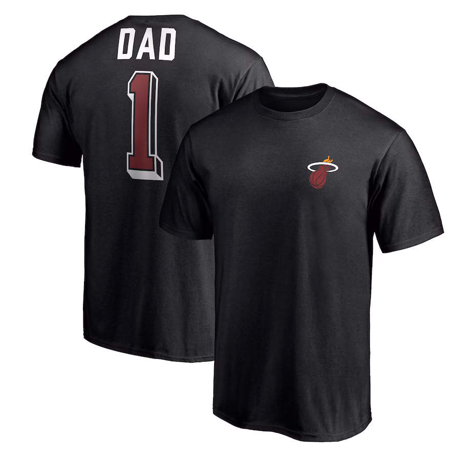 Men's Miami Heat Black Number One Dad T-Shirt - Ujersey NFL Shop